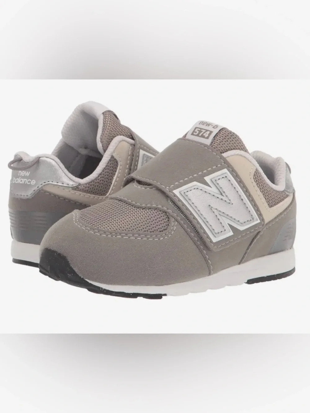 New Balance 574 New-B Hook & Loop Sneaker in Grey, size 7
